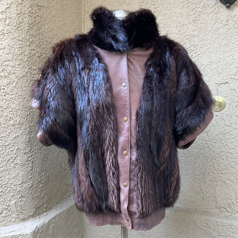 Vintage dark brown fur/leather jacket